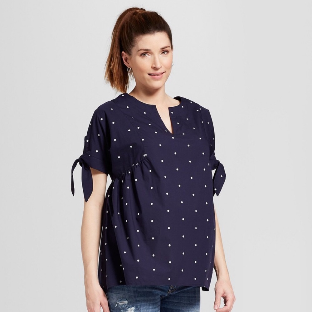 Isabel Maternity Polka Dot Blouse!